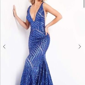 Jovani 59762 Sequin Embellished V Neck Dress
